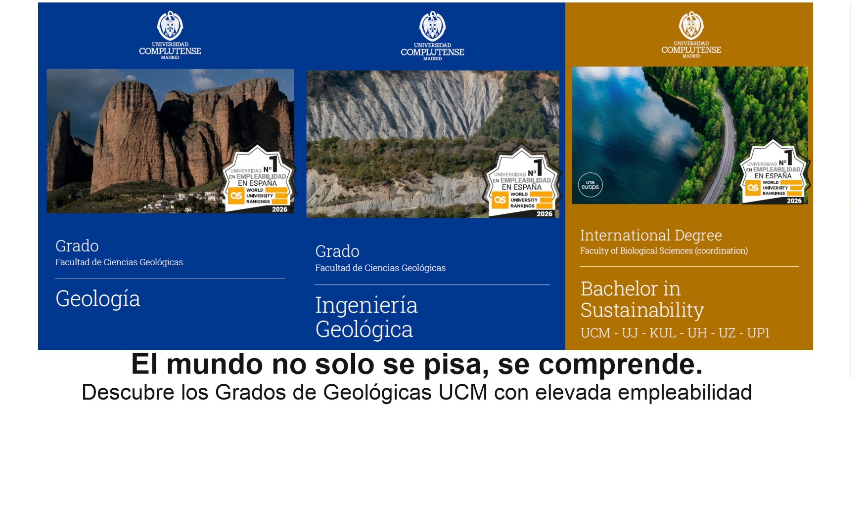 Oferta de Grados de la Facultad de Geológicas UCM